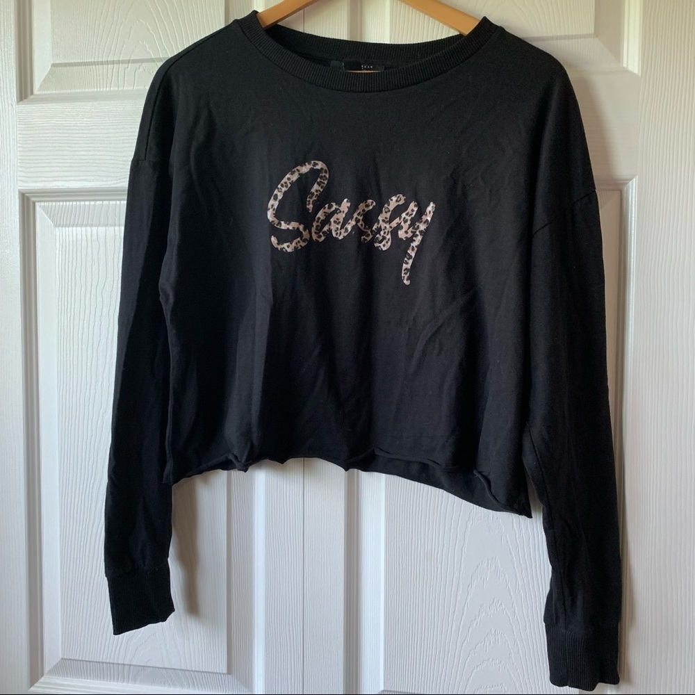 Sassy black crop top long sleeve shipping size medium - Picture 10 of 10
